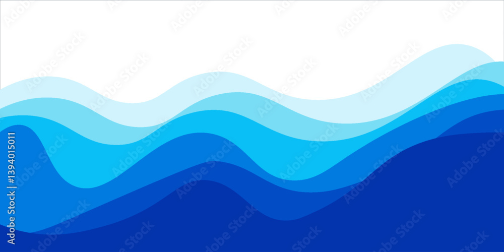 Naklejka premium Sea waves layered vector background illustration and sea beach vector illustration decoration
