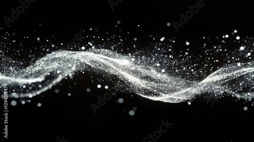 Wallpaper Mural Glittering white particles forming an endless wave against a deep black backdrop Torontodigital.ca