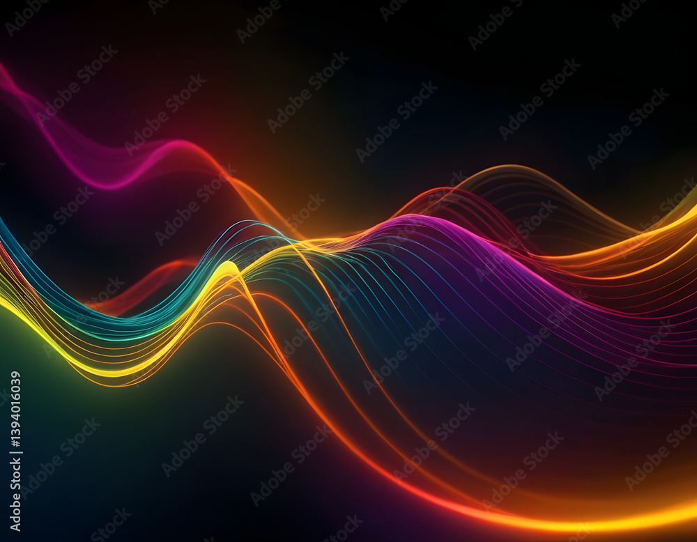 Fototapeta premium Abstract colorful wave of musical sounds. 3D rendering. abstract wave background.