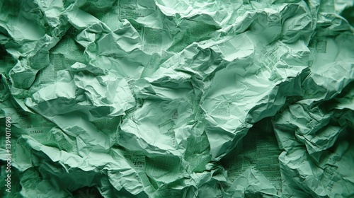 Wallpaper Mural Crumpled paper texture with text, shot close-up, filling entire frame, solid green Torontodigital.ca