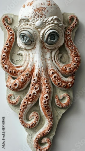 Wallpaper Mural Decorative wall art featuring an octopus sculpture in a coastal-inspired design for an ocean-themed decor Torontodigital.ca