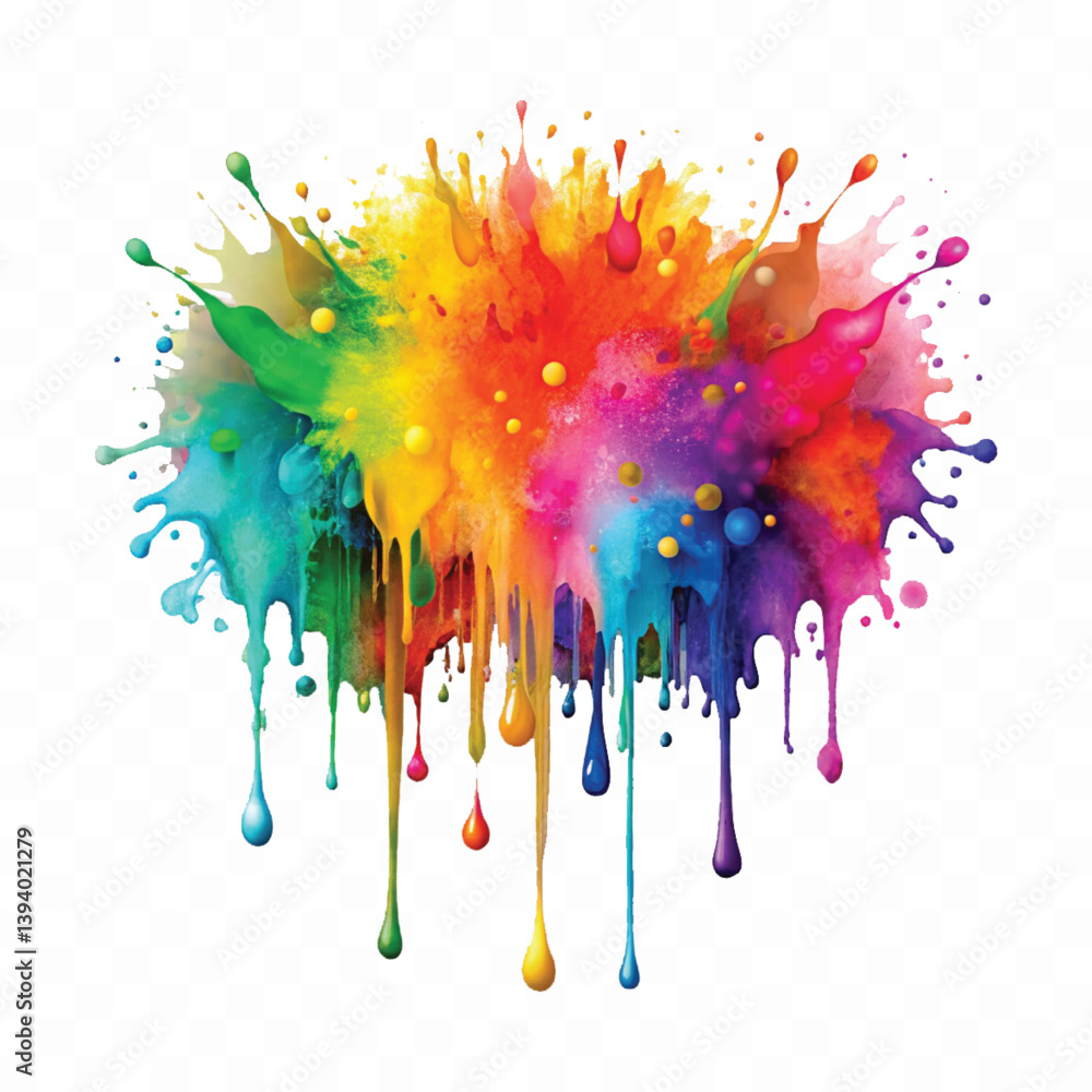 realistic 3d vibrent holli festival colour or paint splash and splatter isolated on a white background