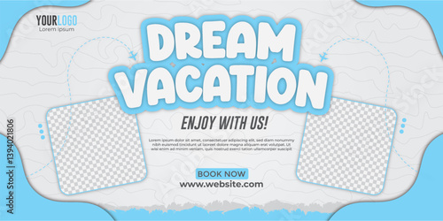 Blue dream vacation text design