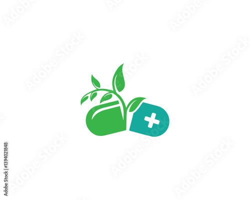 Herbal Medicine Capsule Logo Design Minimalist Modern Vector Template.