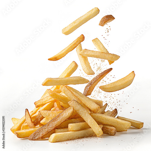 Crispy Golden Fries: A tantalizing close-up of a pile of freshly cooked, golden-brown French fries with a light sprinkle of seasoning, offering a delightful visual treat.
