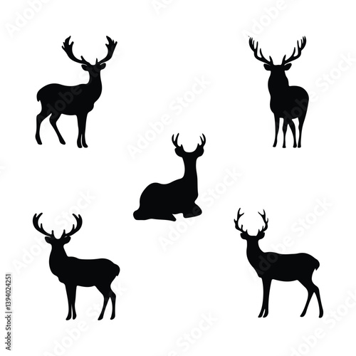Canvas Print Elegant Deer Silhouettes Set