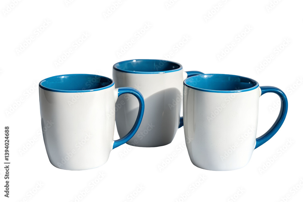 White Mugs with Blue Interior Set White Mugs with Blue Interior Set