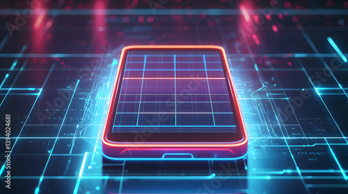 Innovative mobile ui layout grid design digital space graphic render futuristic environment close-up view technology concept