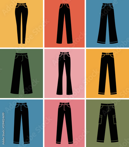 pants mockup, cloths mockup, silhouette mockups, mockups, digital, vector mockups, clothes, clothing, fashion, shirt, vector, pants, jacket, jeans, dress, illustration, suit, wear, set, design, style,