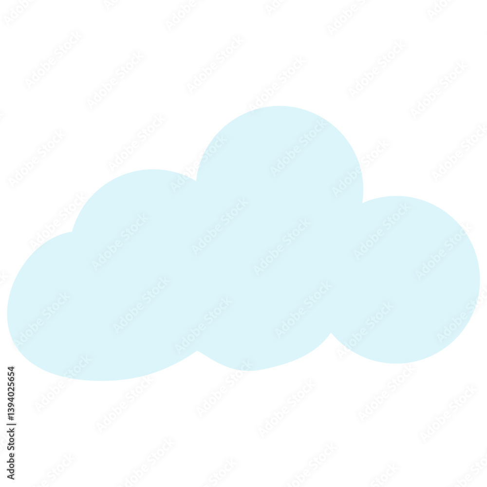 Obraz premium Flat vector illustration of a soft blue cloud shape. Perfect for weather icons, children’s books, backgrounds, digital apps, or nature-themed projects.