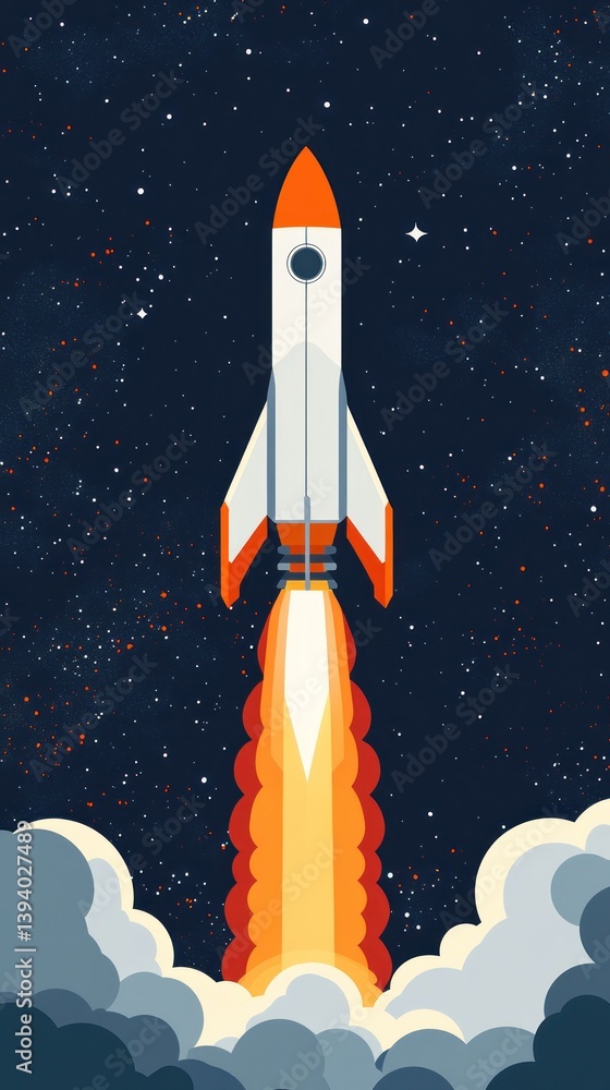 Rocket launch into starry night sky (1) Rocket launch into starry night sky (1)