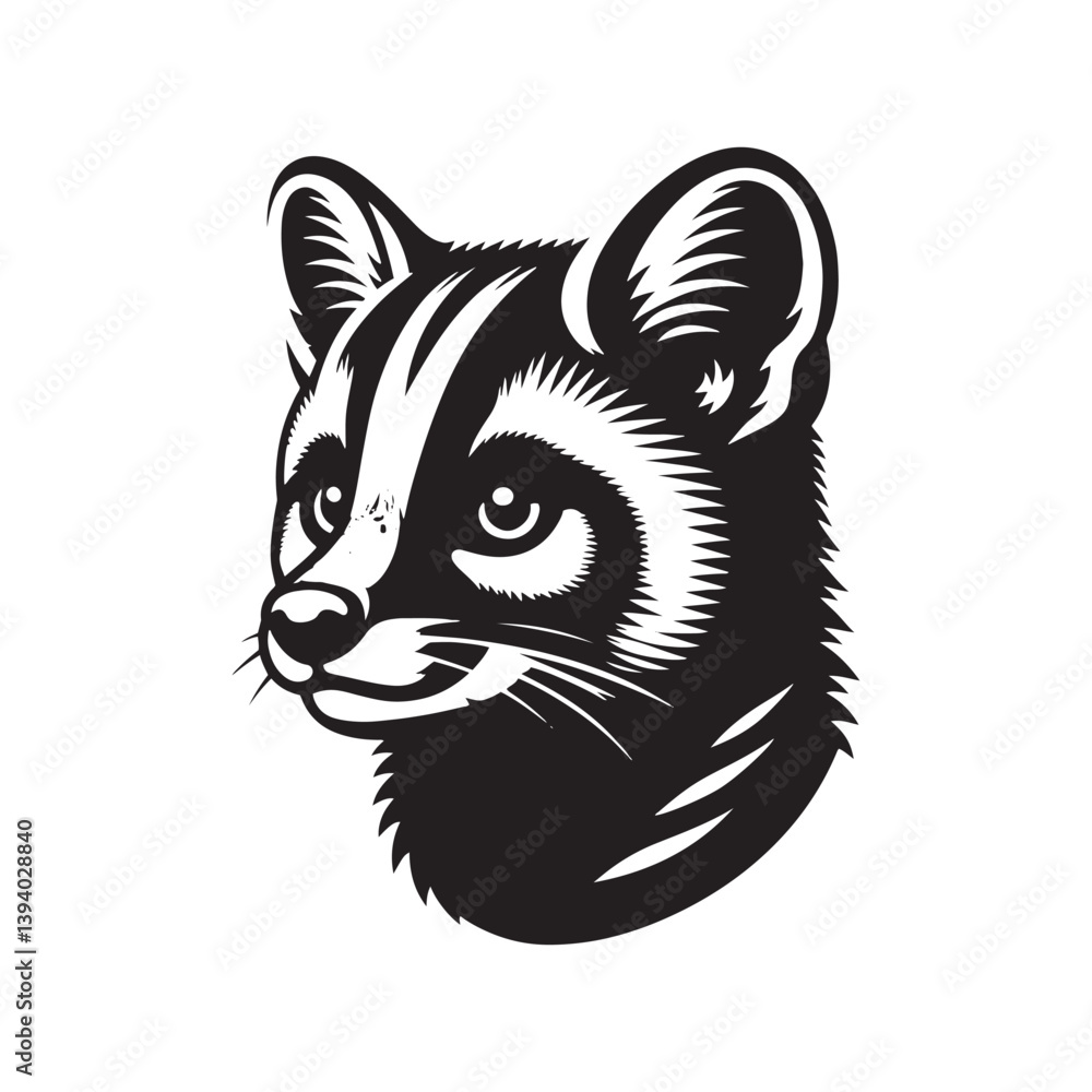 Obraz premium Genet Silhouette - Minimalist Genet Vector - Illustration of Genet - Design of Genet.