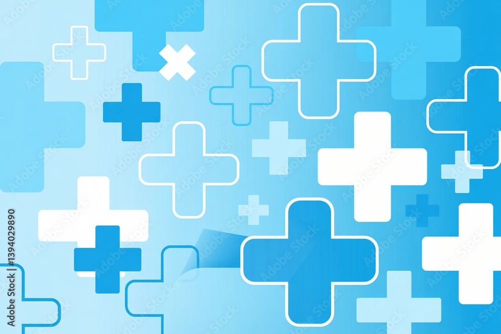 Medical Healthcare Background Design With Cross Symbols In Blue And White Colors Medical Healthcare Background Design With Cross Symbols In Blue And White Colors