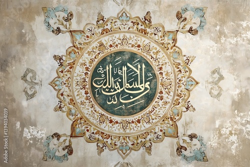 Wallpaper Mural A soft-colored Arabic wall decoration with traditional Middle Eastern ornamental patterns Torontodigital.ca