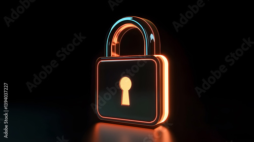Secure digital lock concept virtual space 3d render futuristic design close-up cybersecurity innovation