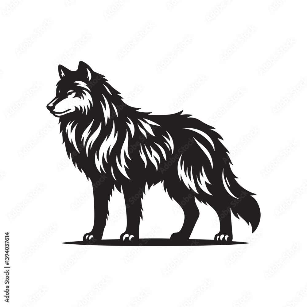 Naklejka premium Grey wolf Silhouette - Minimalist Grey wolf Vector - Grey wolf minimalist design - Greywolf Illustration.