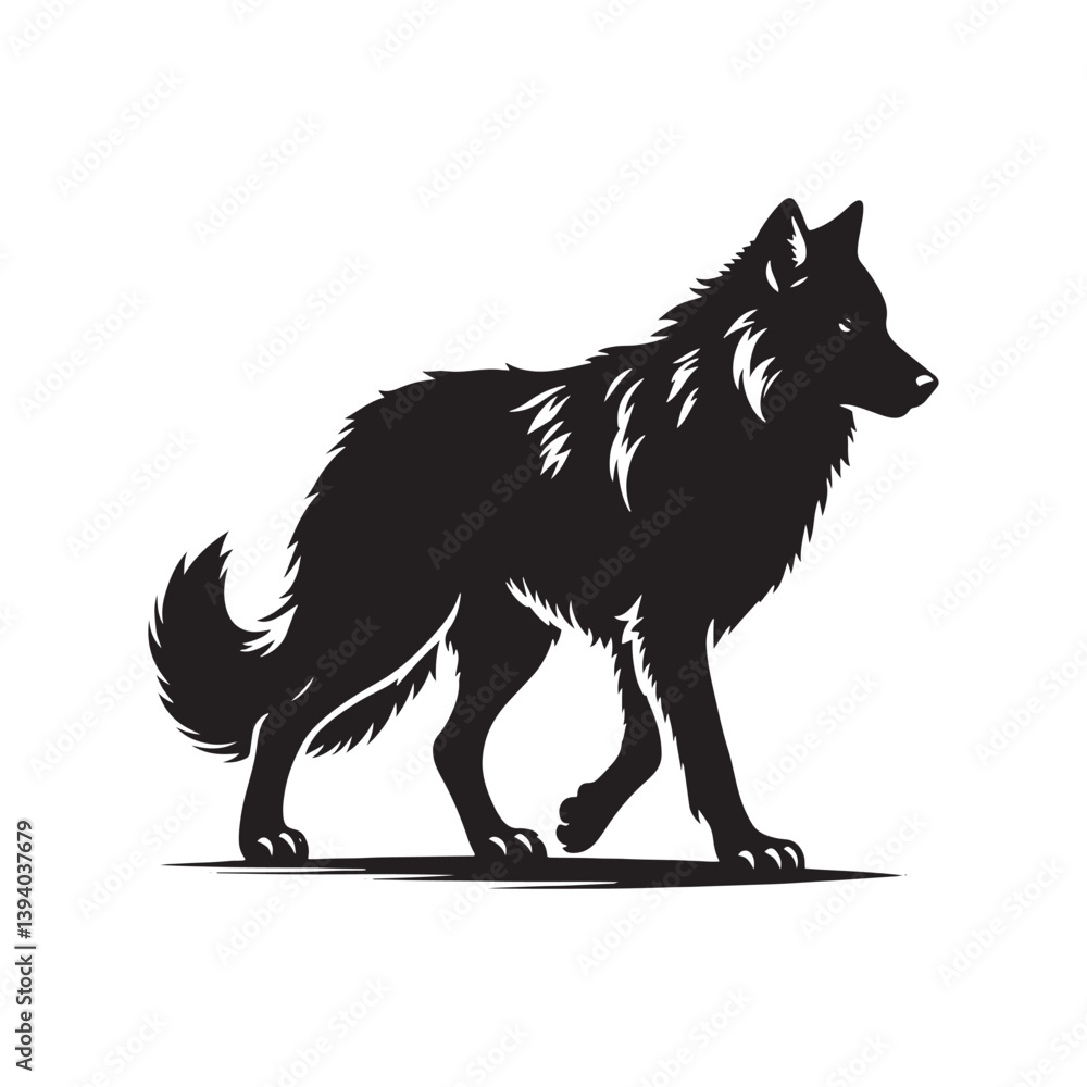 Fototapeta Grey wolf Silhouette - Minimalist Grey wolf Vector -  Grey wolf minimalist design - Greywolf Illustration.