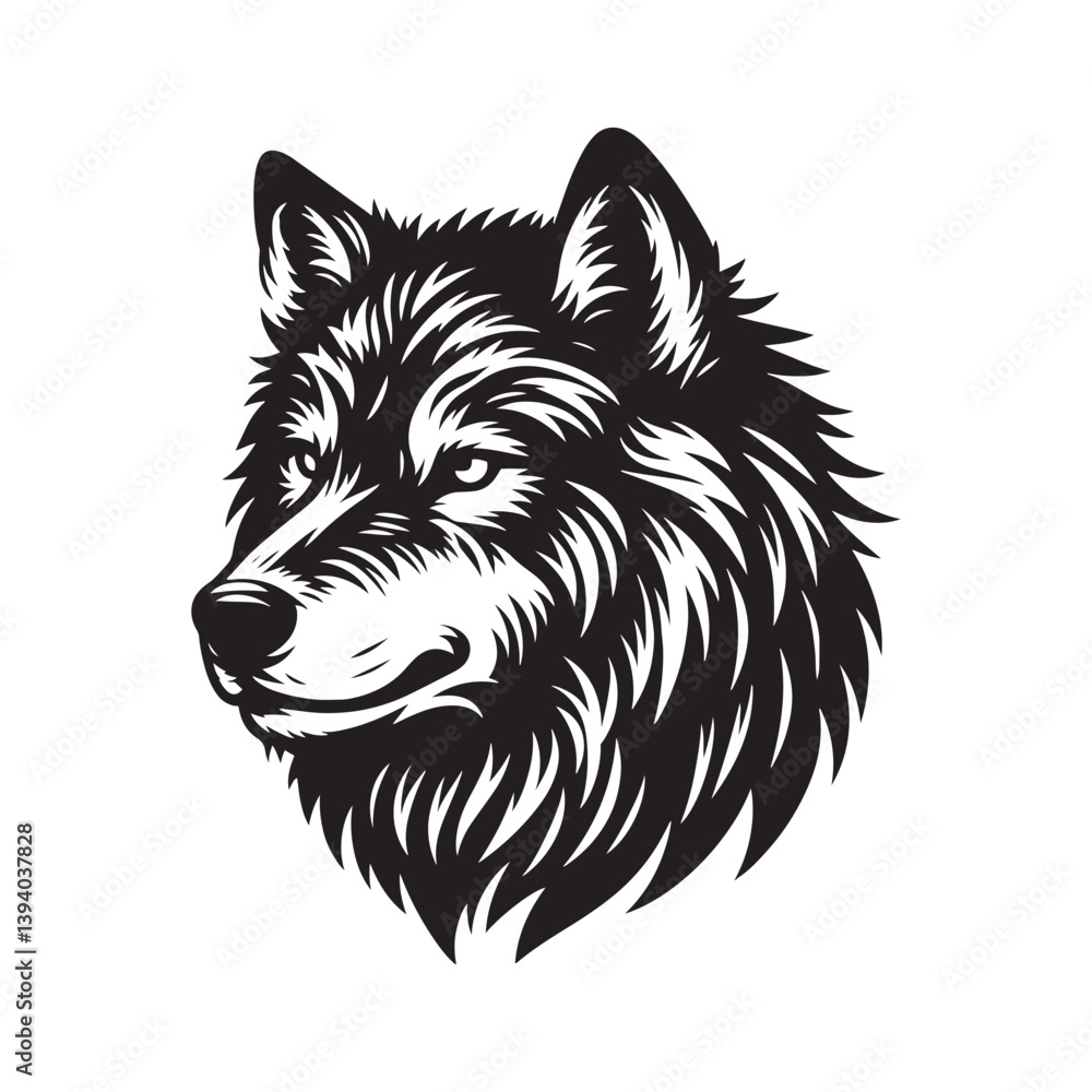 Naklejka premium Grey wolf Silhouette - Minimalist Grey wolf Vector - Grey wolf minimalist design - Greywolf Illustration.