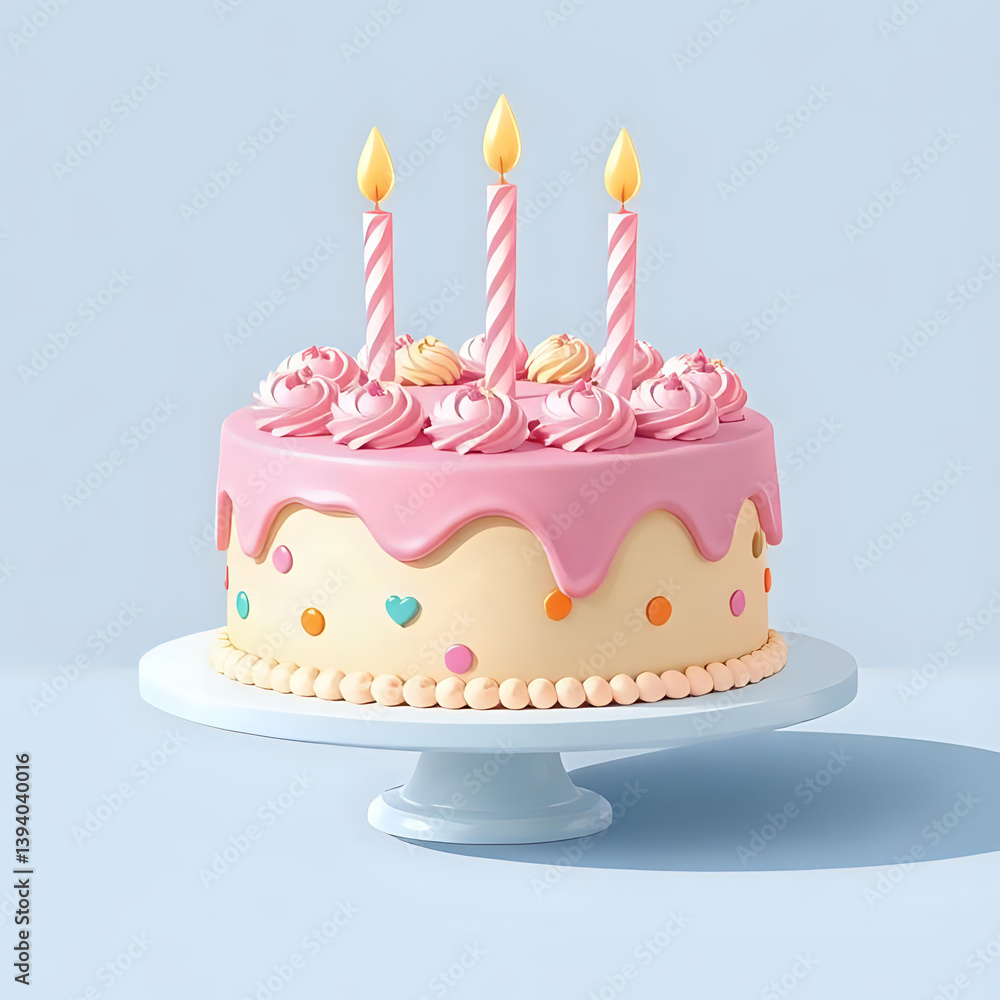 Happy Birthday Cake with Candles on Top. Birthday Party Card Design. Happy Birthday Cake with Candles on Top. Birthday Party Card Design.