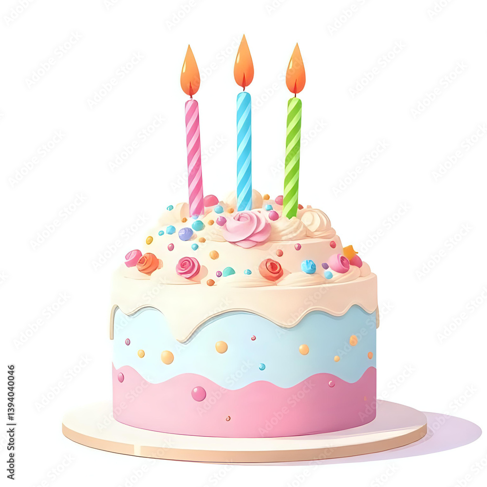 Happy Birthday Cake with Candles on Top. Birthday Party Card Design. Happy Birthday Cake with Candles on Top. Birthday Party Card Design.