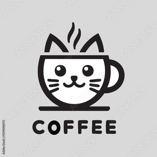 Cat Coffee Logo with Playful and Modern Design