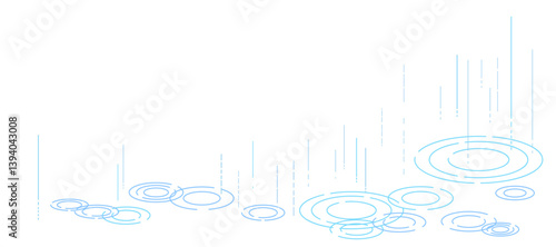 シンプルな雨と波紋の背景イラスト