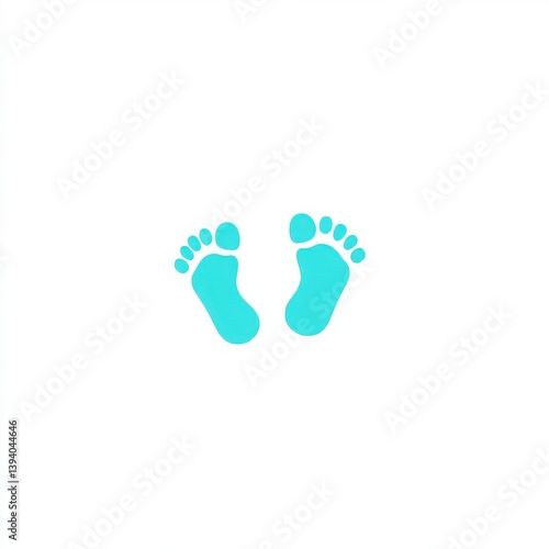 Two turquoise footprints facing each other on a white background in a simple graphic design