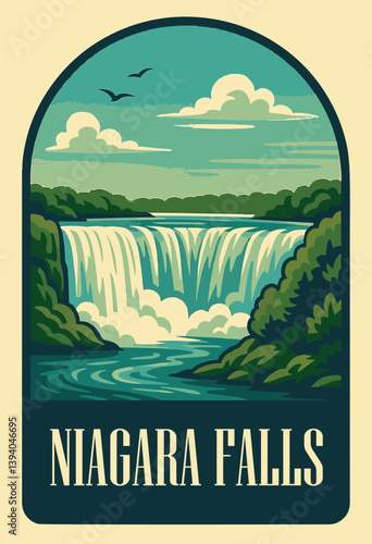 niagara falls state park vector illustration
