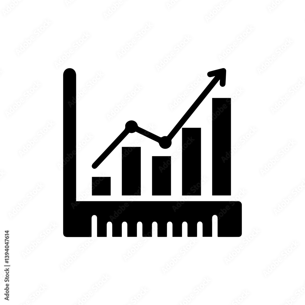 Market Sizing Icon - Ruler Bars Graph Solid Black Market Sizing Icon - Ruler Bars Graph Solid Black