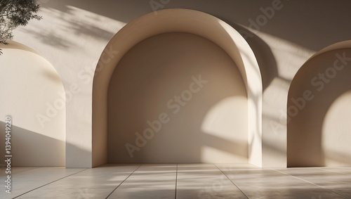 Minimalist Interior With Arches And Natural Light For Creative Mockup Scenarios