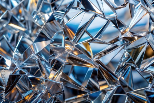 Crystalline geometric structure with reflective chrome texture