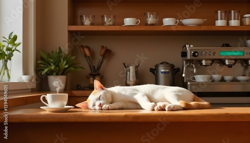 Cozy Morning Vibes with Coffee and Cat

