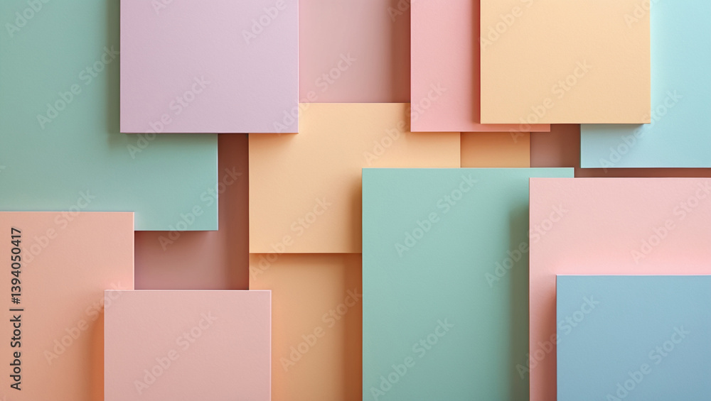 Fototapeta premium Pastel Colored Squares Arranged In A Geometric Pattern Background For Abstract Design