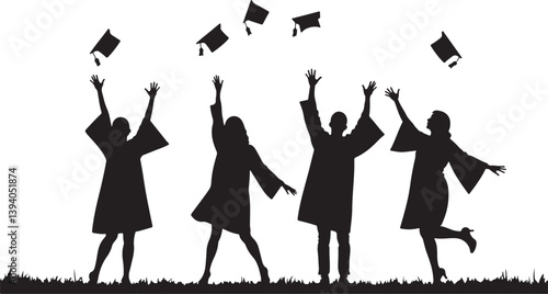Graduation celebration silhouettes with tossed caps design,

Custom graduation silhouettes with cap toss artwork,

Graduation party silhouettes and cap toss illustrations,
