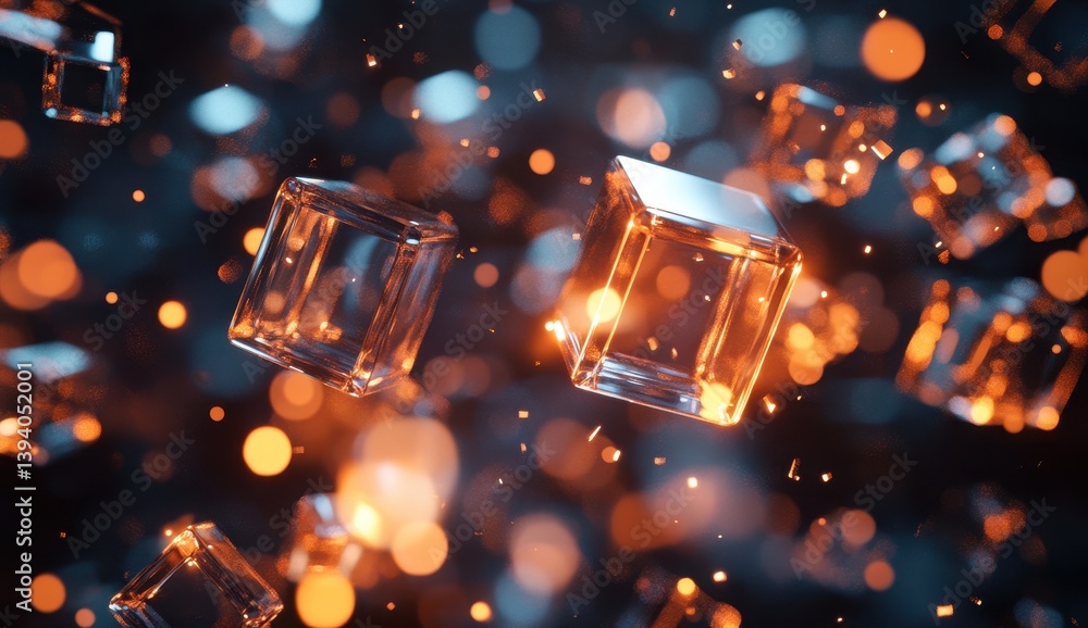 Abstract glowing cubes in motion (1) Abstract glowing cubes in motion (1)