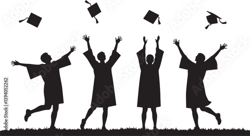 Graduation celebration silhouettes with tossed caps design,

Custom graduation silhouettes with cap toss artwork,

Graduation party silhouettes and cap toss illustrations,