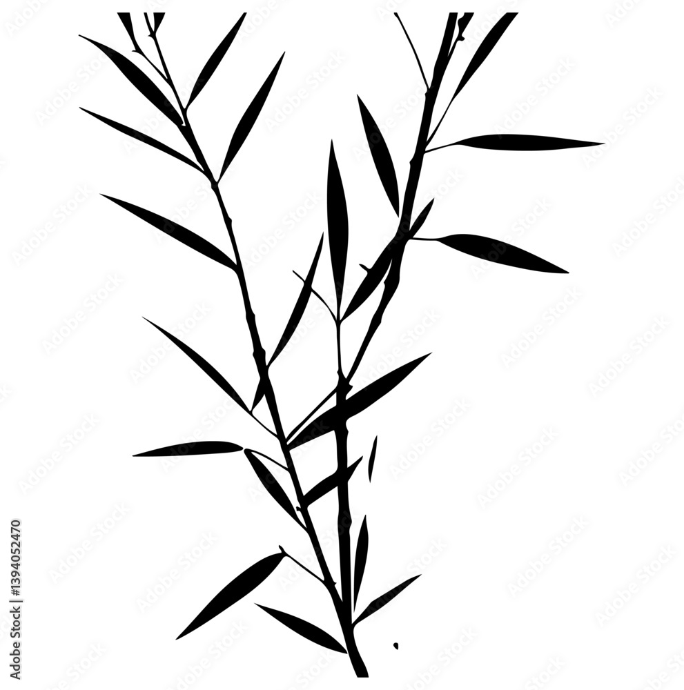 Naklejka premium bamboo and leaves