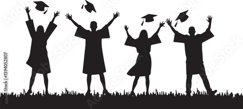 Graduation celebration silhouettes with tossed caps design,

Custom graduation silhouettes with cap toss artwork,

Graduation party silhouettes and cap toss illustrations,