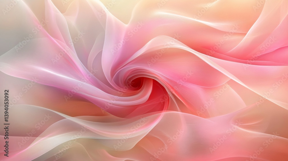 Obraz premium Abstract Swirling Rose in Pink Tones with Fluid Petal Shapes and Soft Gradient Background