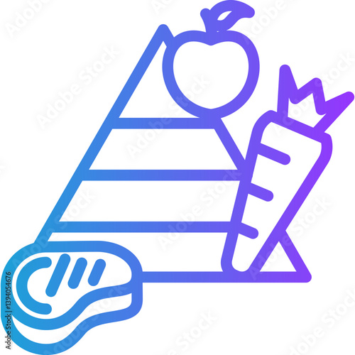 Food Pyramid line gradient icon