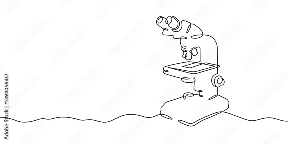 Continuous one line drawing microscope.Medical device microscope. Continuous one line drawing microscope.Medical device microscope.
