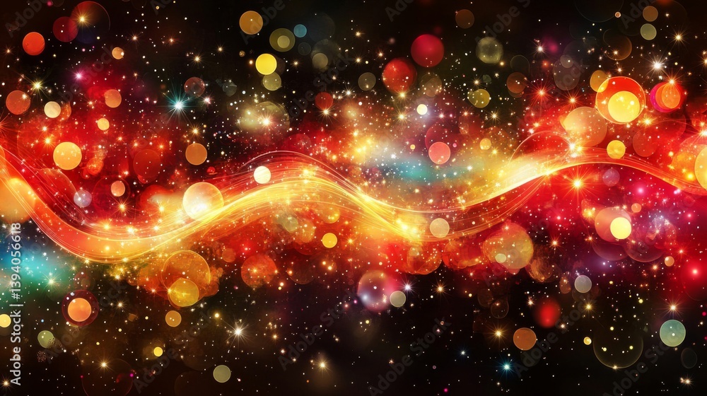 Obraz premium Abstract Golden Bokeh Lights Background with Sparkles and Glittering Effects for Festive Celebrations