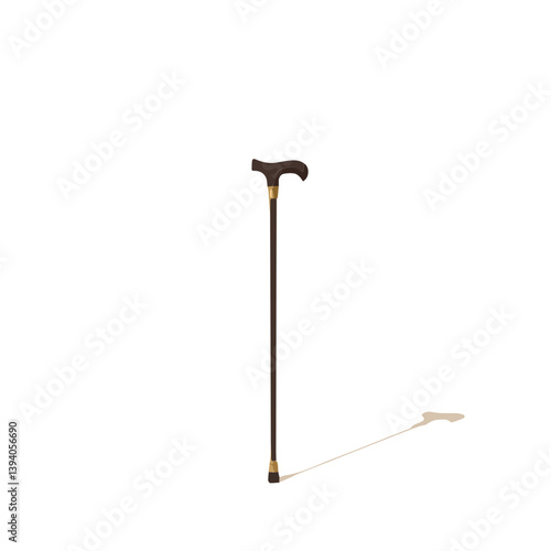 Сlassic walking cane, a mobility aid often associated with aging, seniors, or individuals needing physical support. 
