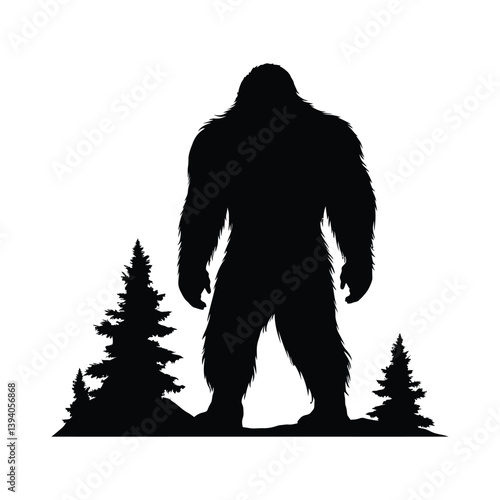 Bigfoot black silhouette of simple minimal vector