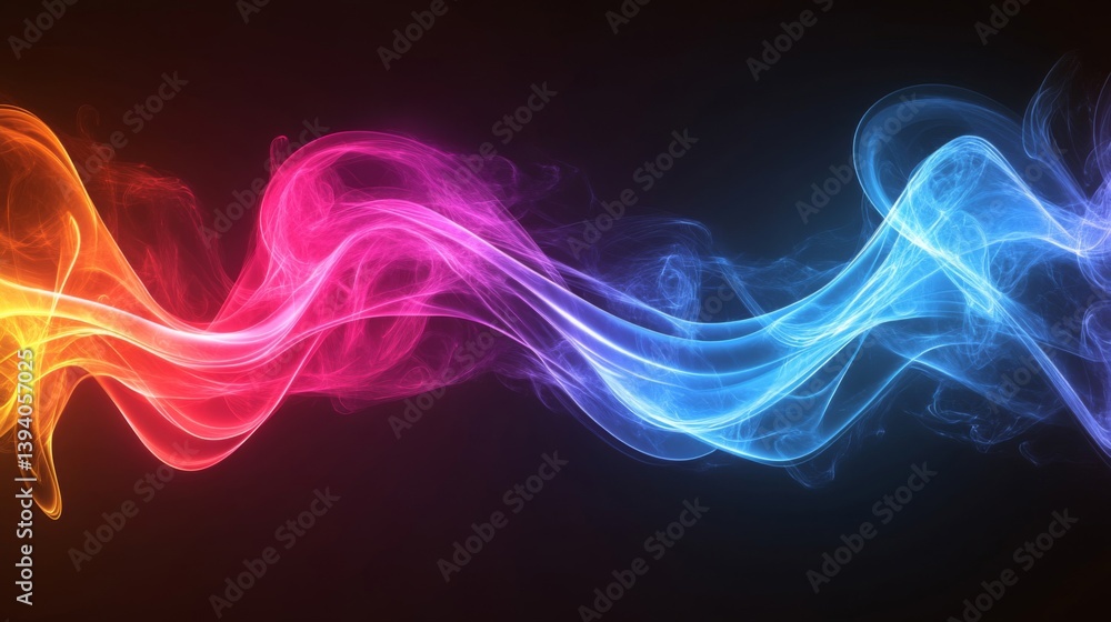 Obraz premium Vibrant Abstract Wavy Lines with Dynamic Motion and Glowing Effects on Dark Background