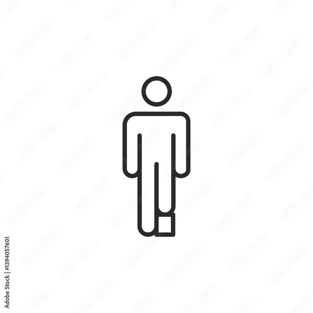 Person with disability icon. Simple line design representing injury recovery, mobility aid, and medical support. Vector illustration Person with disability icon. Simple line design representing injury recovery, mobility aid, and medical support. Vector illustration
