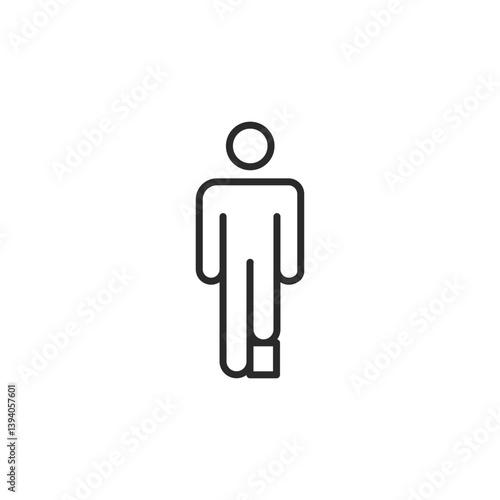 Person with disability icon. Simple line design representing injury recovery, mobility aid, and medical support. Vector illustration