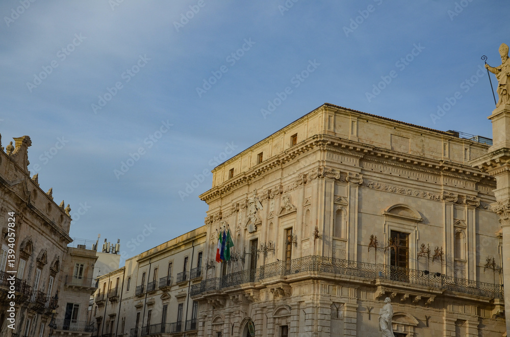 Fototapeta premium Characteristic Italian buildings in Syracuse, Sicily