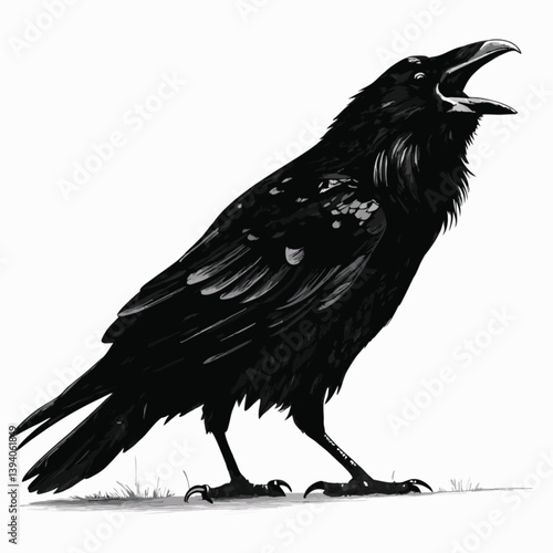 Minimalist Black Crow Silhouette Vector