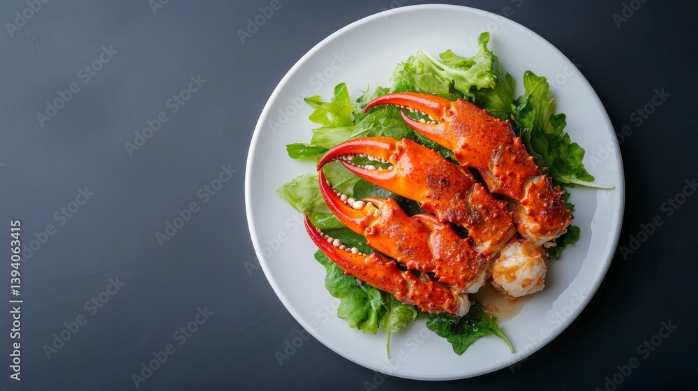 Steaming Hot Cooked Snow Crab Legs Arranged Beautifully on Fresh Lettuce in a White Plate